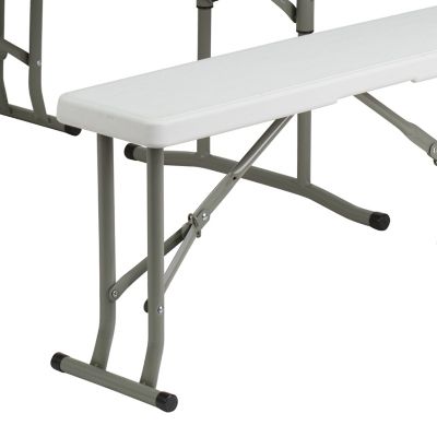 Image showing 9 th Flash Furniture Plastic Folding Table and Benches Set, 330 lb. Capacity