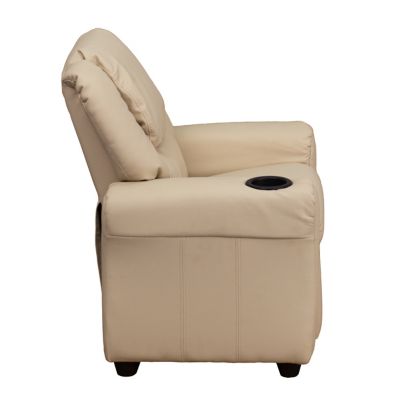 Image showing  Kids' Contemporary Vinyl Recliner with Cup Holder and Headrest