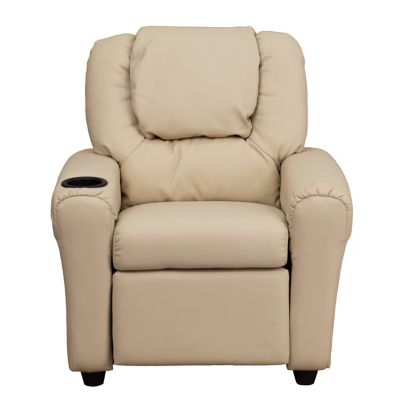 Image showing  Kids' Contemporary Vinyl Recliner with Cup Holder and Headrest