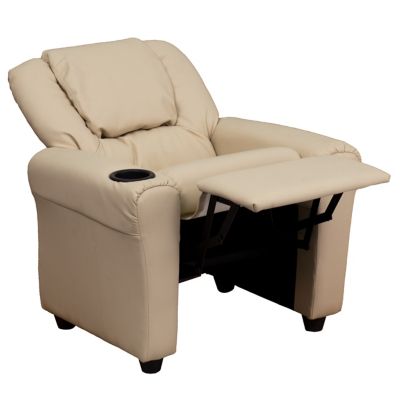 Image showing  Kids' Contemporary Vinyl Recliner with Cup Holder and Headrest