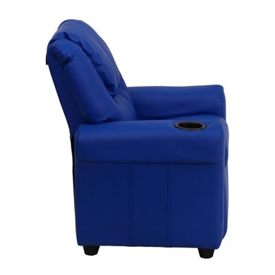 Image showing  Kids' Contemporary Vinyl Recliner with Cup Holder and Headrest