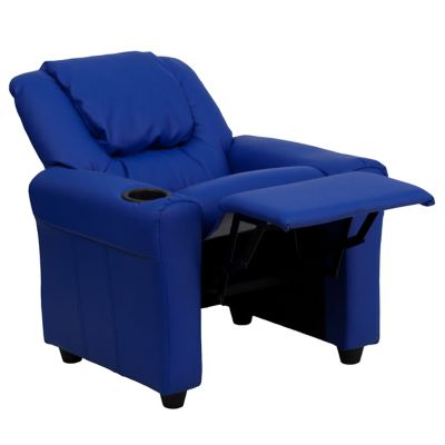 Image showing  Kids' Contemporary Vinyl Recliner with Cup Holder and Headrest
