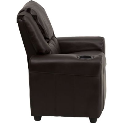 Image showing  Kids' Contemporary Vinyl Recliner with Cup Holder and Headrest
