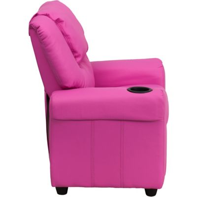 Image showing  Kids' Contemporary Vinyl Recliner with Cup Holder and Headrest