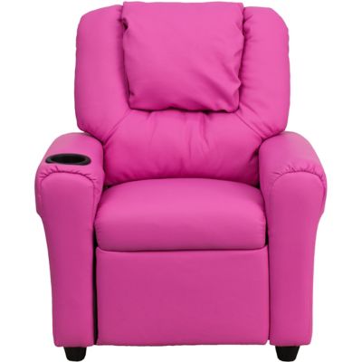 Image showing  Kids' Contemporary Vinyl Recliner with Cup Holder and Headrest