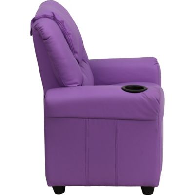 Image showing  Kids' Contemporary Vinyl Recliner with Cup Holder and Headrest