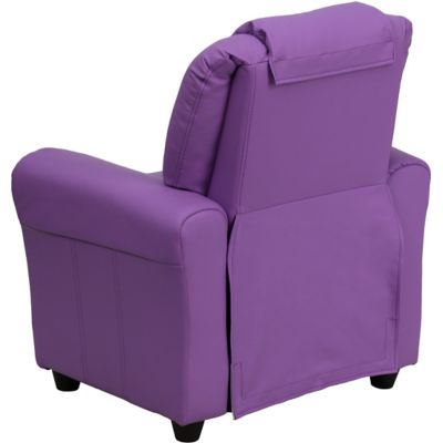 Image showing  Kids' Contemporary Vinyl Recliner with Cup Holder and Headrest