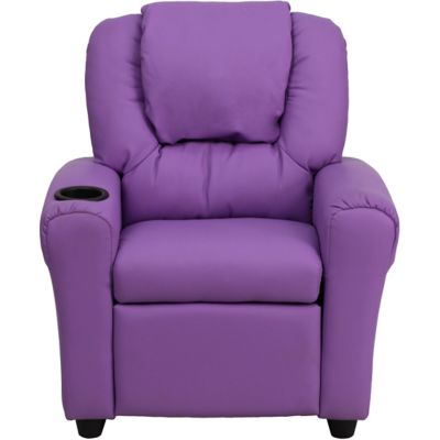 Image showing  Kids' Contemporary Vinyl Recliner with Cup Holder and Headrest