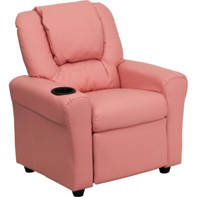 Flash Furniture Kids' Contemporary Vinyl Recliner with Cup Holder and Headrest, 90 lb -  DGULTKIDPINKGG