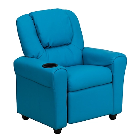 Flash Furniture Kids' Contemporary Vinyl Recliner with Cup Holder and Headrest, 90 lb.