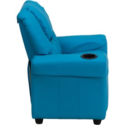 Image showing  Kids' Contemporary Vinyl Recliner with Cup Holder and Headrest