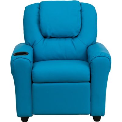 Image showing  Kids' Contemporary Vinyl Recliner with Cup Holder and Headrest