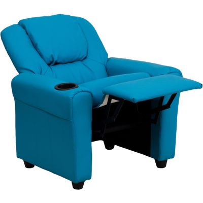 Image showing  Kids' Contemporary Vinyl Recliner with Cup Holder and Headrest