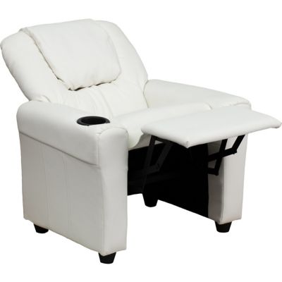 Image showing 4 th Flash Furniture Kids' Contemporary Vinyl Recliner with Cup Holder and Headrest