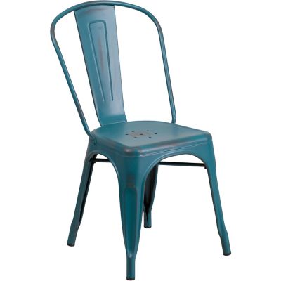 Flash Furniture Metal Indoor/Outdoor Stackable Chair, 20 in. x 17-3/4 in. x 33-1/2 in.