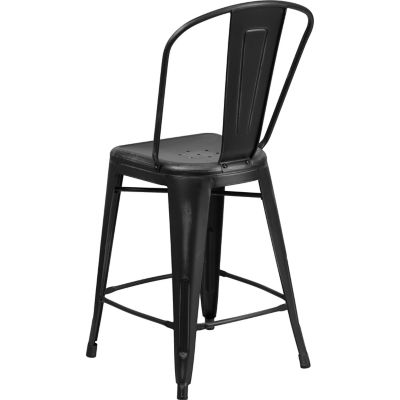 Image showing  High Metal Indoor/Outdoor Counter-Height Stool with Backrest, 40.25 in.