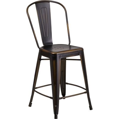 Flash Furniture High Metal Indoor/Outdoor Counter-Height Stool with Backrest, 22 in. x 17.75 in. x 40.25 in.