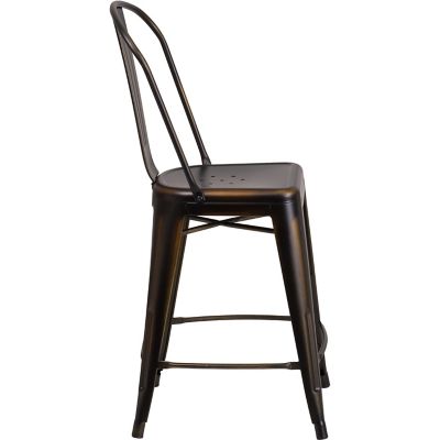 Image showing  High Metal Indoor/Outdoor Counter-Height Stool with Backrest, 40.25 in.