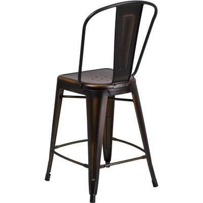 Image showing  High Metal Indoor/Outdoor Counter-Height Stool with Backrest, 40.25 in.
