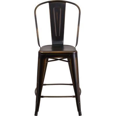 Image showing  High Metal Indoor/Outdoor Counter-Height Stool with Backrest, 40.25 in.
