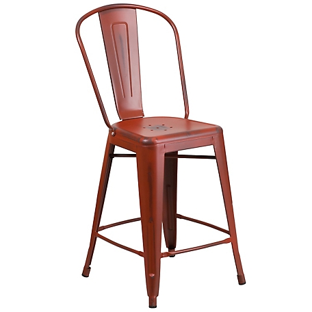 Flash Furniture High Metal Indoor/Outdoor Counter-Height Stool with Backrest, 22 in. x 17.75 in. x 40.25 in.