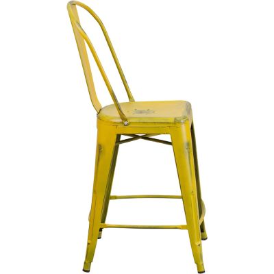 Image showing  High Metal Indoor/Outdoor Counter-Height Stool with Backrest, 40.25 in.