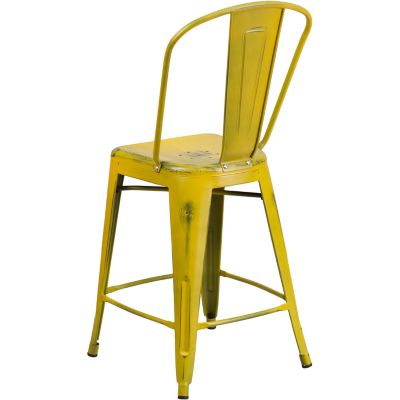 Image showing  High Metal Indoor/Outdoor Counter-Height Stool with Backrest, 40.25 in.