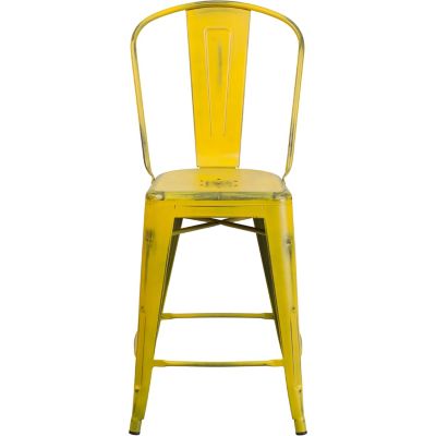 Image showing  High Metal Indoor/Outdoor Counter-Height Stool with Backrest, 40.25 in.