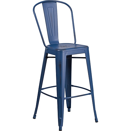 Flash Furniture High Metal Indoor/Outdoor Bar Stool with Backrest, 19 in. x 18 in. x 46 in.