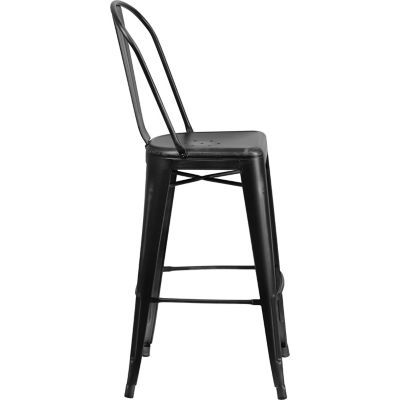 Image showing  High Metal Indoor/Outdoor Bar Stool with Backrest, 46 in.