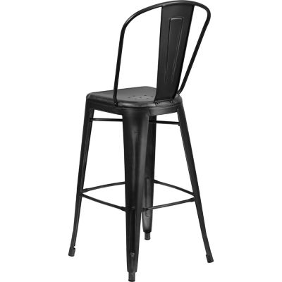 Image showing  High Metal Indoor/Outdoor Bar Stool with Backrest, 46 in.