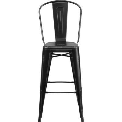 Image showing  High Metal Indoor/Outdoor Bar Stool with Backrest, 46 in.
