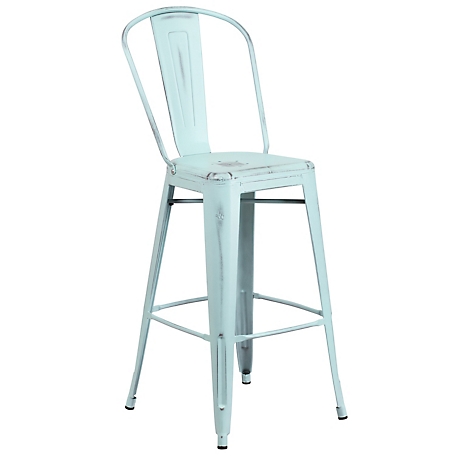 Flash Furniture High Metal Indoor/Outdoor Bar Stool with Backrest, 19 in. x 18 in. x 46 in.