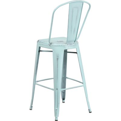 Image showing 2 th Flash Furniture High Metal Indoor/Outdoor Bar Stool with Backrest, 46 in.