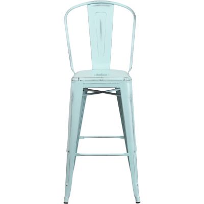 Image showing 3 th Flash Furniture High Metal Indoor/Outdoor Bar Stool with Backrest, 46 in.
