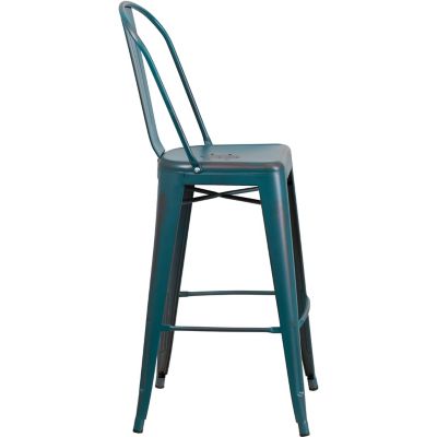 Image showing  High Metal Indoor/Outdoor Bar Stool with Backrest, 46 in.