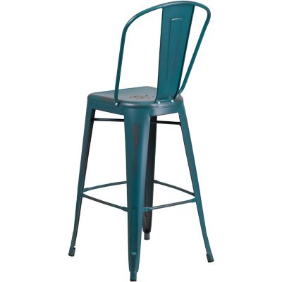 Image showing  High Metal Indoor/Outdoor Bar Stool with Backrest, 46 in.