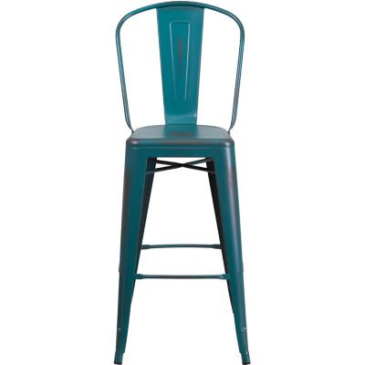 Image showing  High Metal Indoor/Outdoor Bar Stool with Backrest, 46 in.