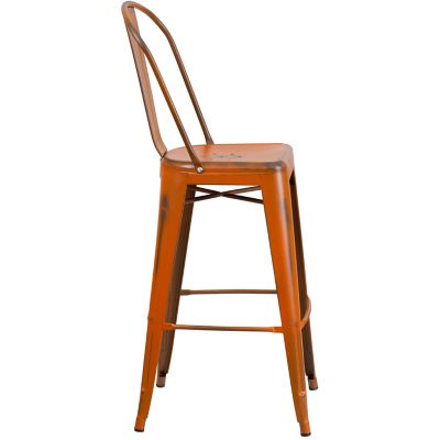 Image showing  High Metal Indoor/Outdoor Bar Stool with Backrest, 46 in.
