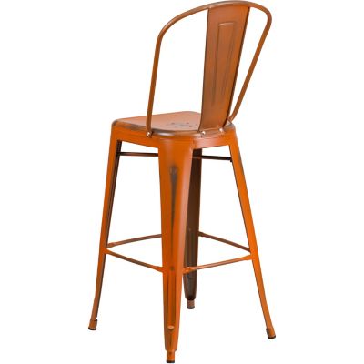 Image showing  High Metal Indoor/Outdoor Bar Stool with Backrest, 46 in.