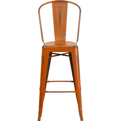 Image showing  High Metal Indoor/Outdoor Bar Stool with Backrest, 46 in.