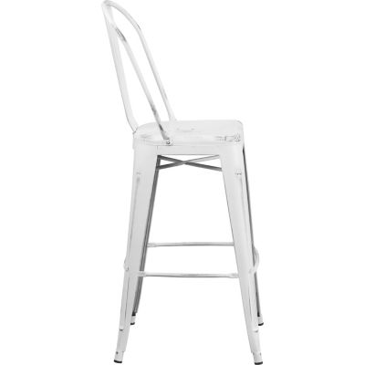 Image showing  High Metal Indoor/Outdoor Bar Stool with Backrest, 46 in.