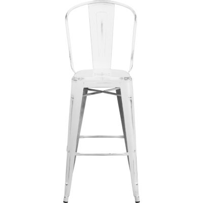 Image showing  High Metal Indoor/Outdoor Bar Stool with Backrest, 46 in.