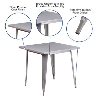 Image showing  Square Metal Indoor/Outdoor Table, 31.5 in.