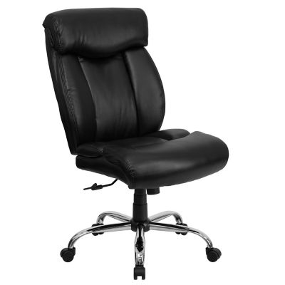 Flash Furniture HERCULES Series Big and Tall Leather Executive Swivel Chair with Chrome Base, Black, 400 lb. Capacity