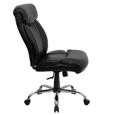Image showing  HERCULES Series Big and Tall Leather Executive Swivel Chair with Chrome Base, Black, 400 lb. Capacity