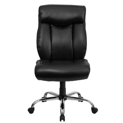 Image showing  HERCULES Series Big and Tall Leather Executive Swivel Chair with Chrome Base, Black, 400 lb. Capacity