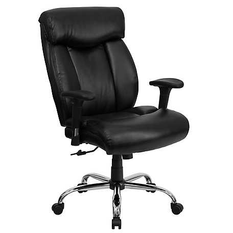 Flash Furniture HERCULES Series Big and Tall Leather Swivel Chair with Chrome Base, Black, 400 lb. Capacity