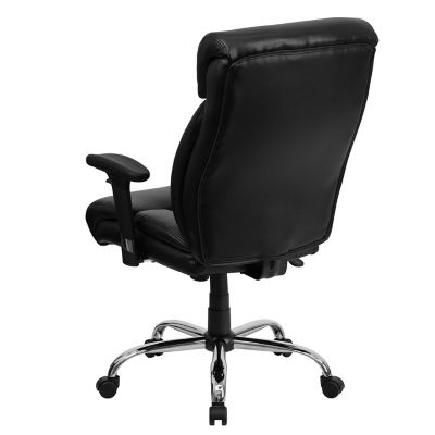 Image showing  HERCULES Series Big and Tall Leather Swivel Chair with Chrome Base, Black, 400 lb. Capacity