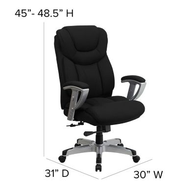 Image showing 5 th Flash Furniture HERCULES Series Big and Tall Executive Desk Swivel Chairs, Black, 400 lb. Capacity, GO1534BKFAB